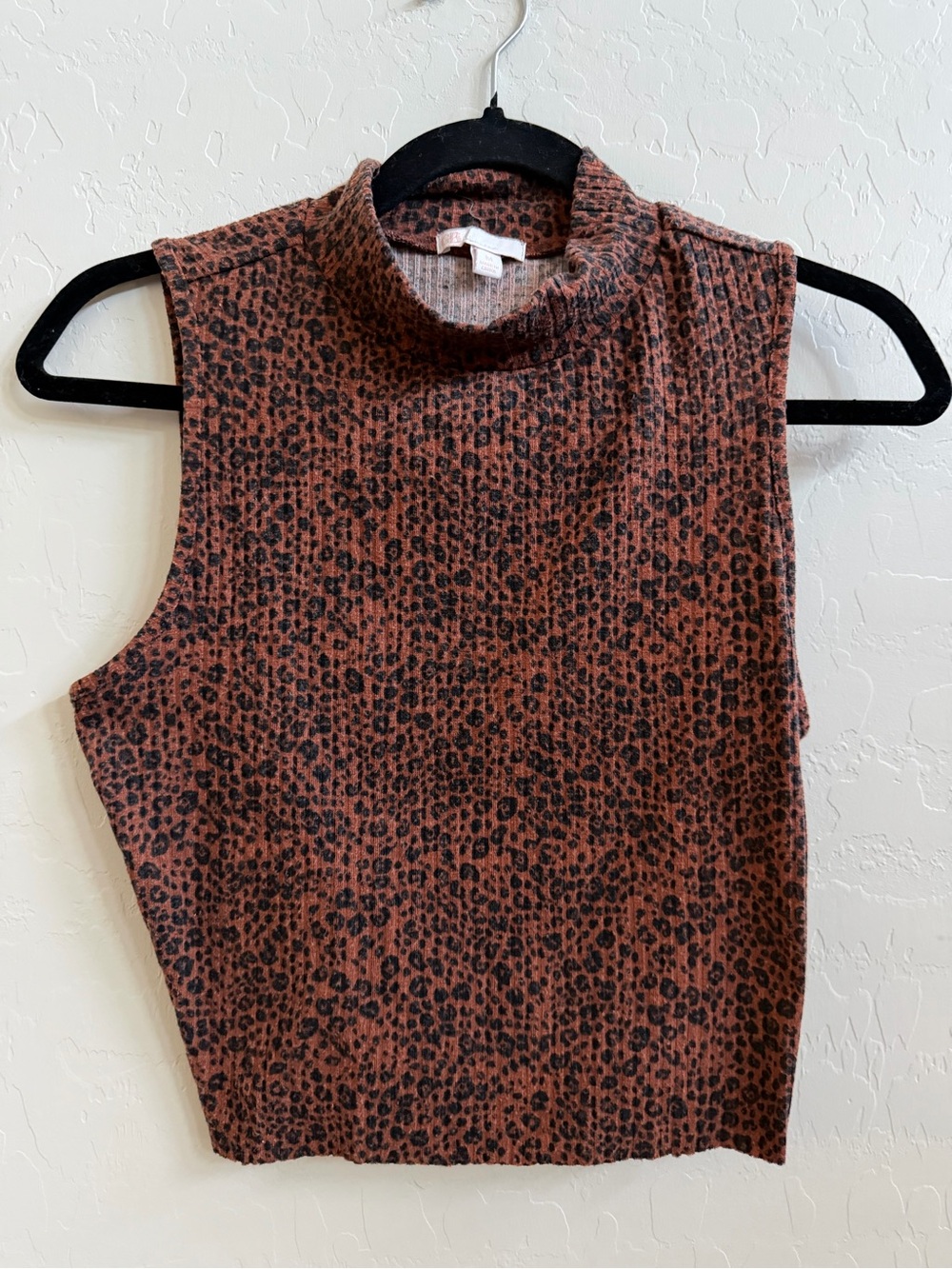 Gianni Bini Brown & Black Leopard Print Mock Neck Top